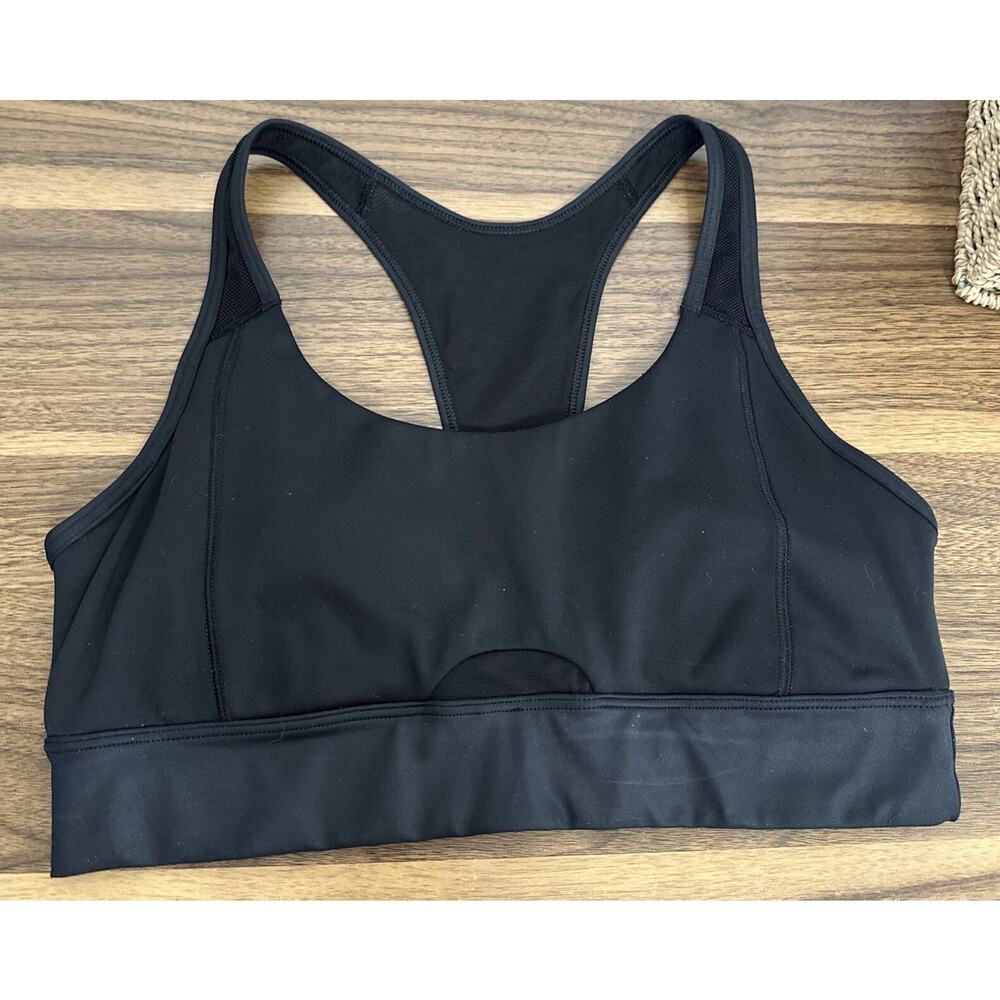 Athleta Black Sports Bra Padded Size Medium Mesh Yoga Activewear Gym Workout